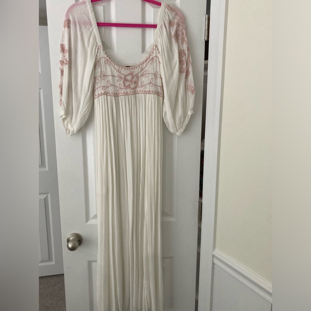 Free People Cream Dress with Pink Details
